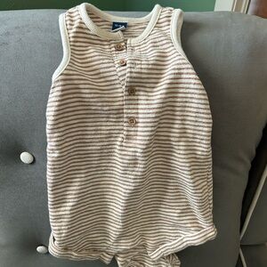 Old Navy Cream and Tan Baby Romper